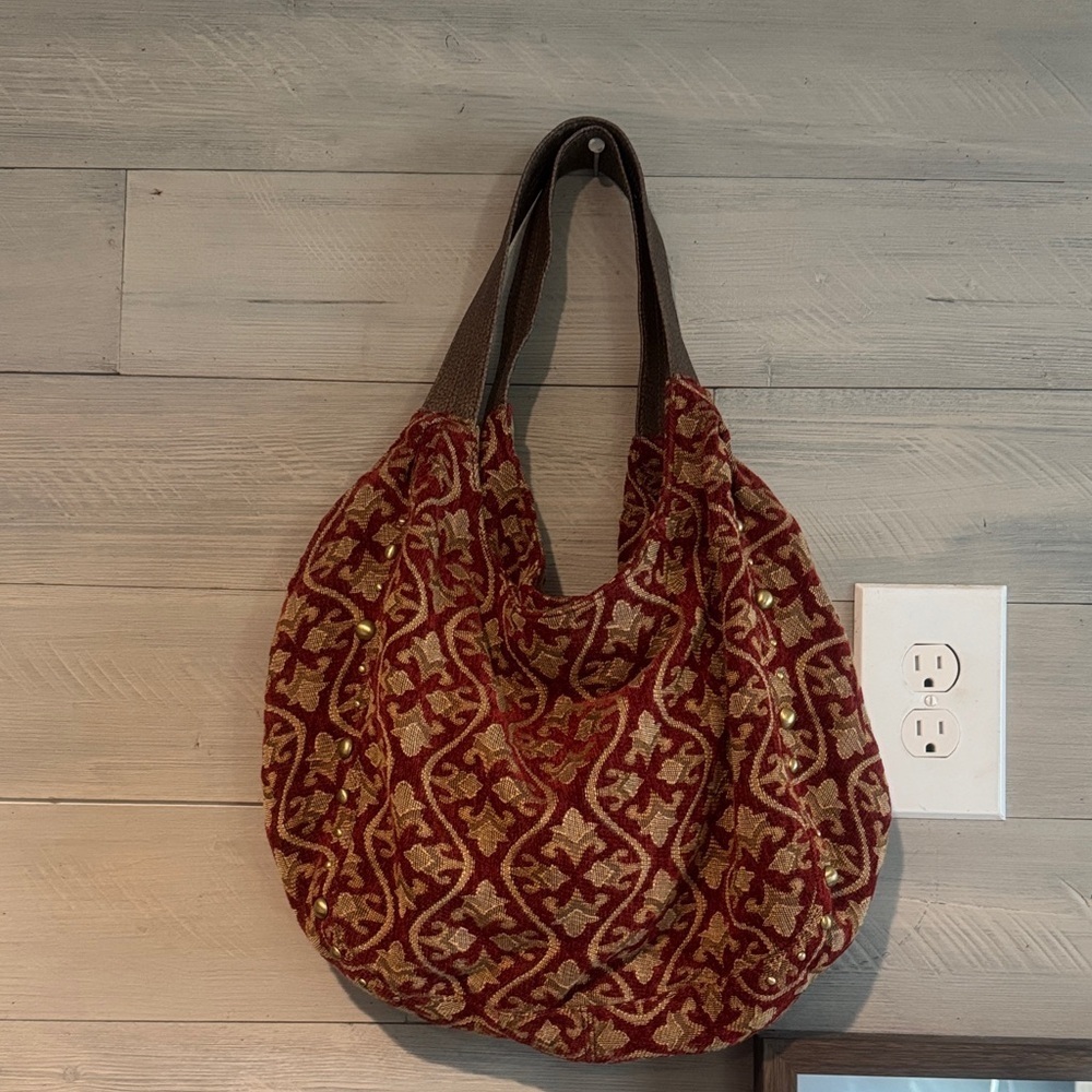 a.n.a Red and Gold Patterned Hobo Bag